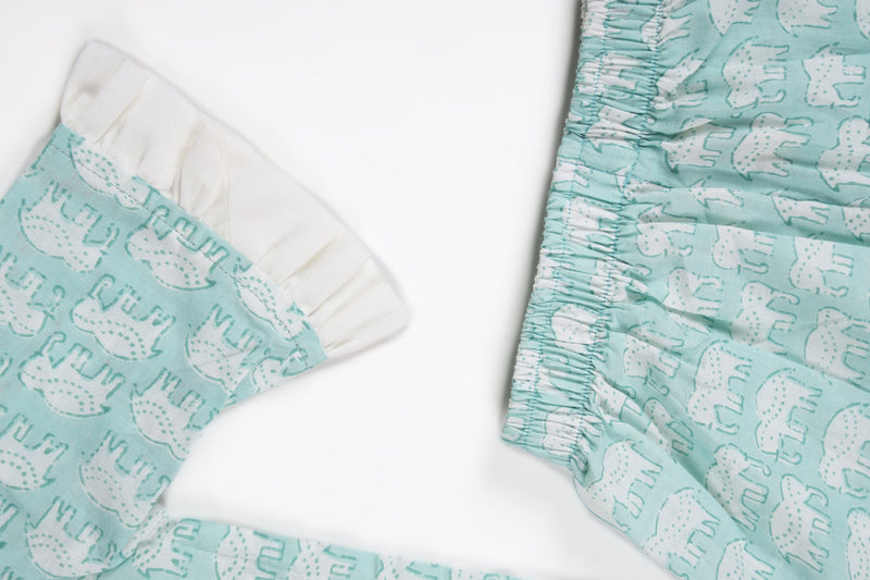 Turquoish Elephant Print Lounge wear