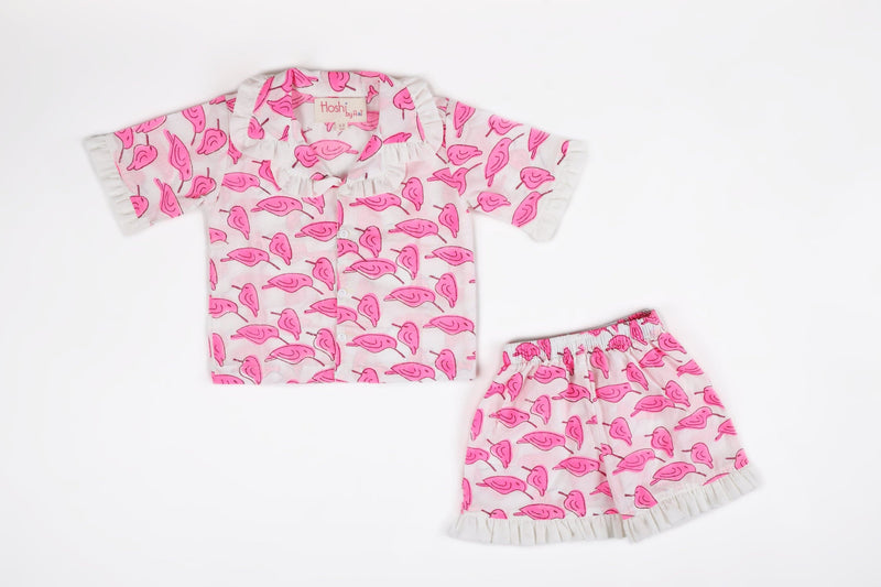 Pink Birdy Print (Block Print) Lounge wear