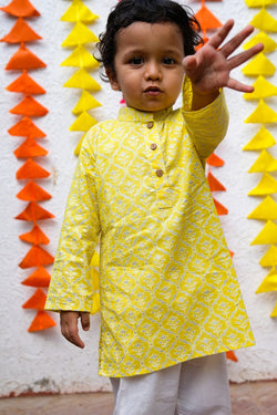 Yellow silver long kurta