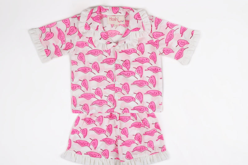 Pink Birdy Print (Block Print) Lounge wear