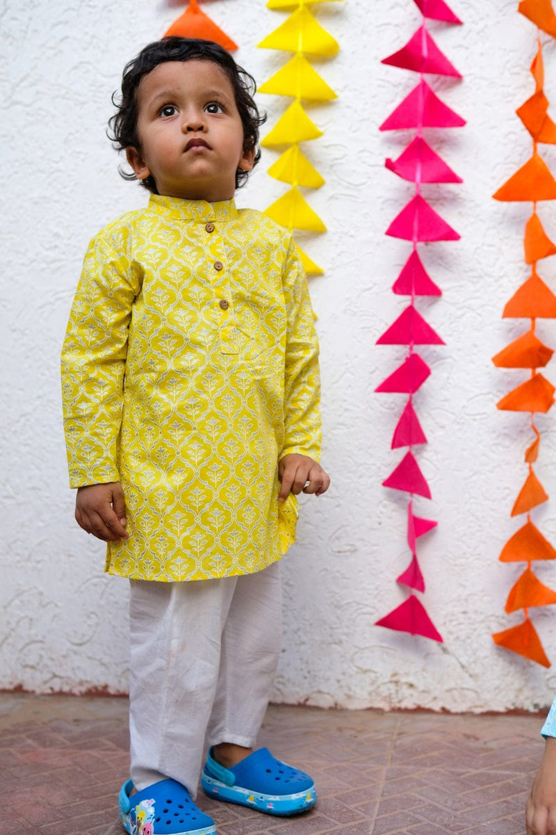 Yellow silver long kurta