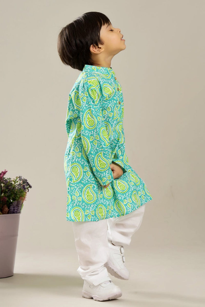 GREEN PAISLEY LONG KURTA