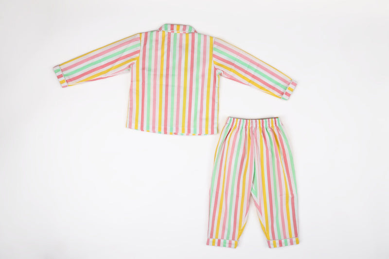 Pastel Stripes Print Night wear