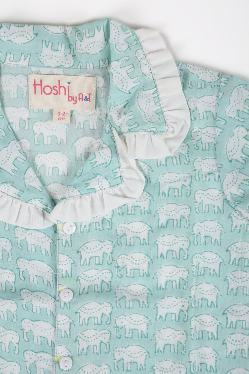 Turquoish Elephant Print Lounge wear