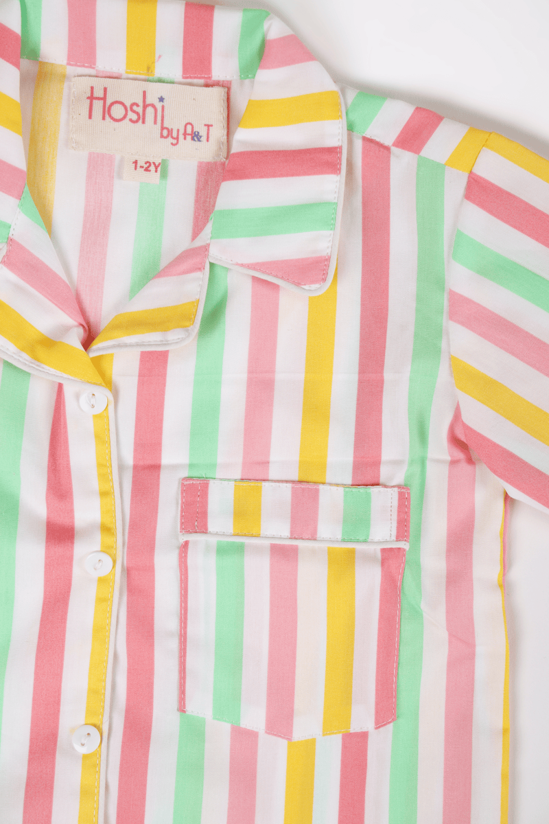 Pastel Stripes Print Night wear