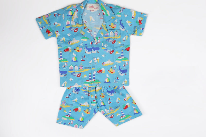 Aqua Beach Print Lounge Wear