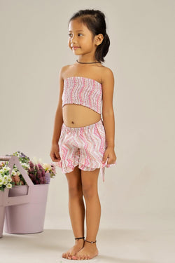 PINK SMOCKED BEACH WEAR CO-ORD SET