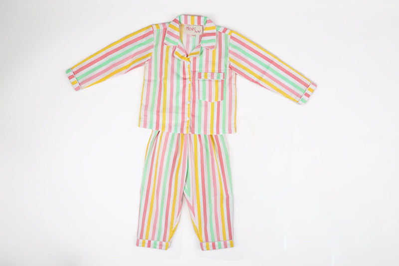 Pastel Stripes Print Night wear