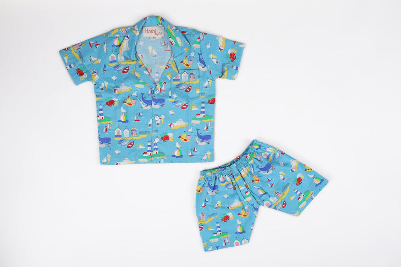 Aqua Beach Print Lounge Wear