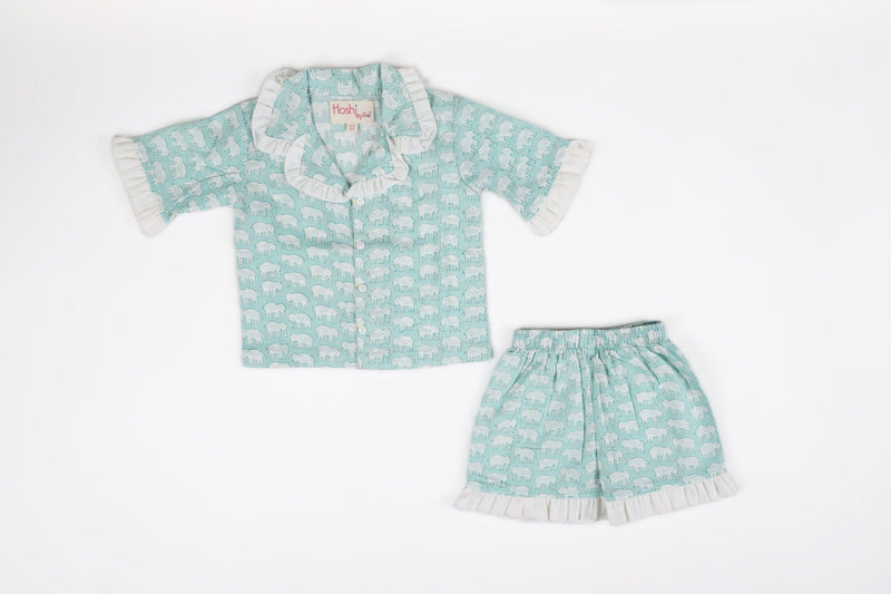 Turquoish Elephant Print Lounge wear