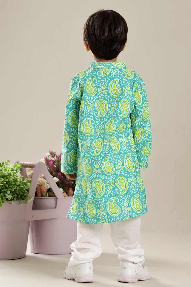 GREEN PAISLEY LONG KURTA