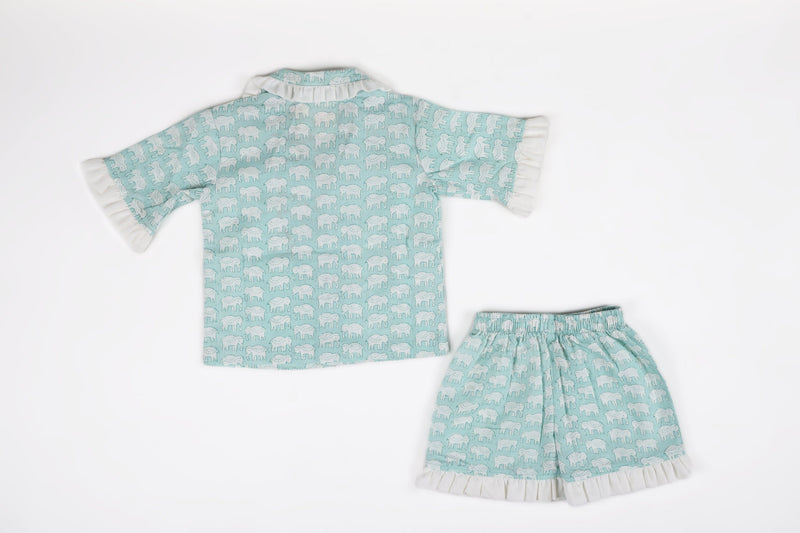 Turquoish Elephant Print Lounge wear