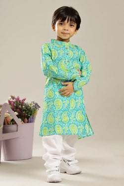 GREEN PAISLEY LONG KURTA