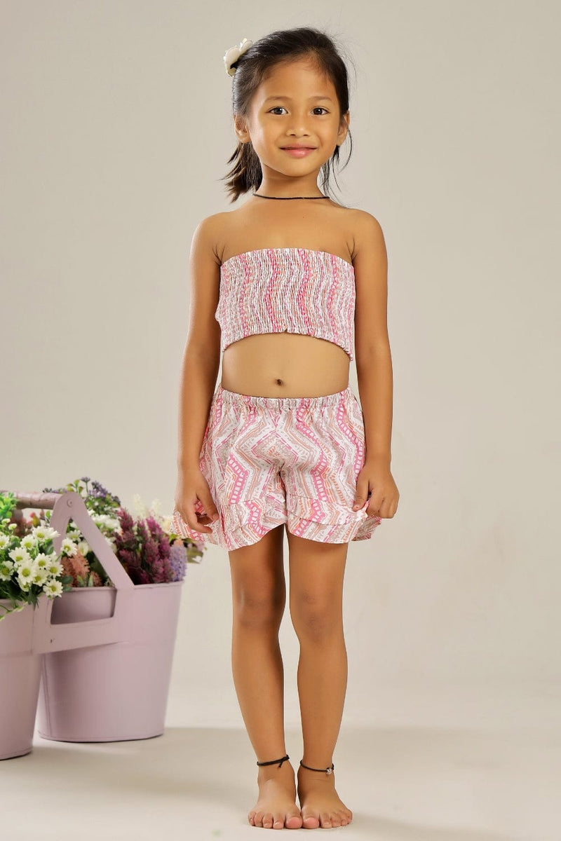 PINK SMOCKED BEACH WEAR CO-ORD SET