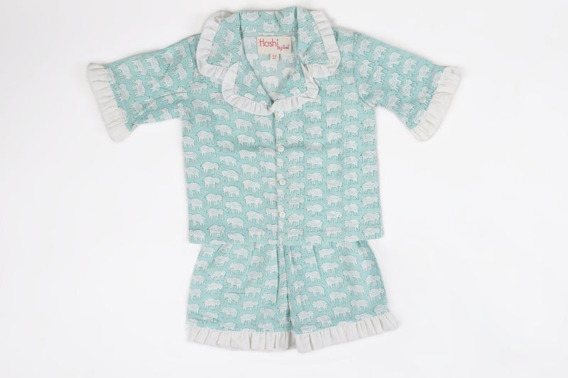 Turquoish Elephant Print Lounge wear