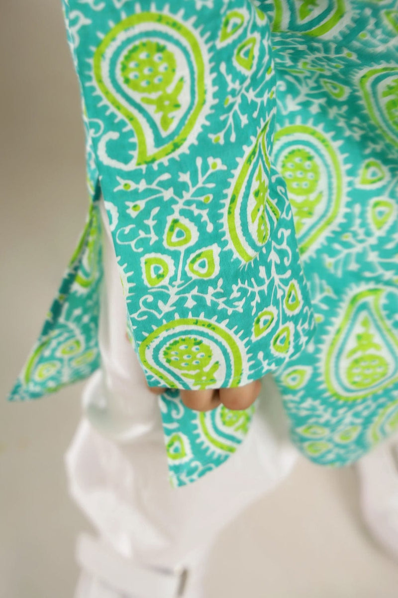 GREEN PAISLEY LONG KURTA