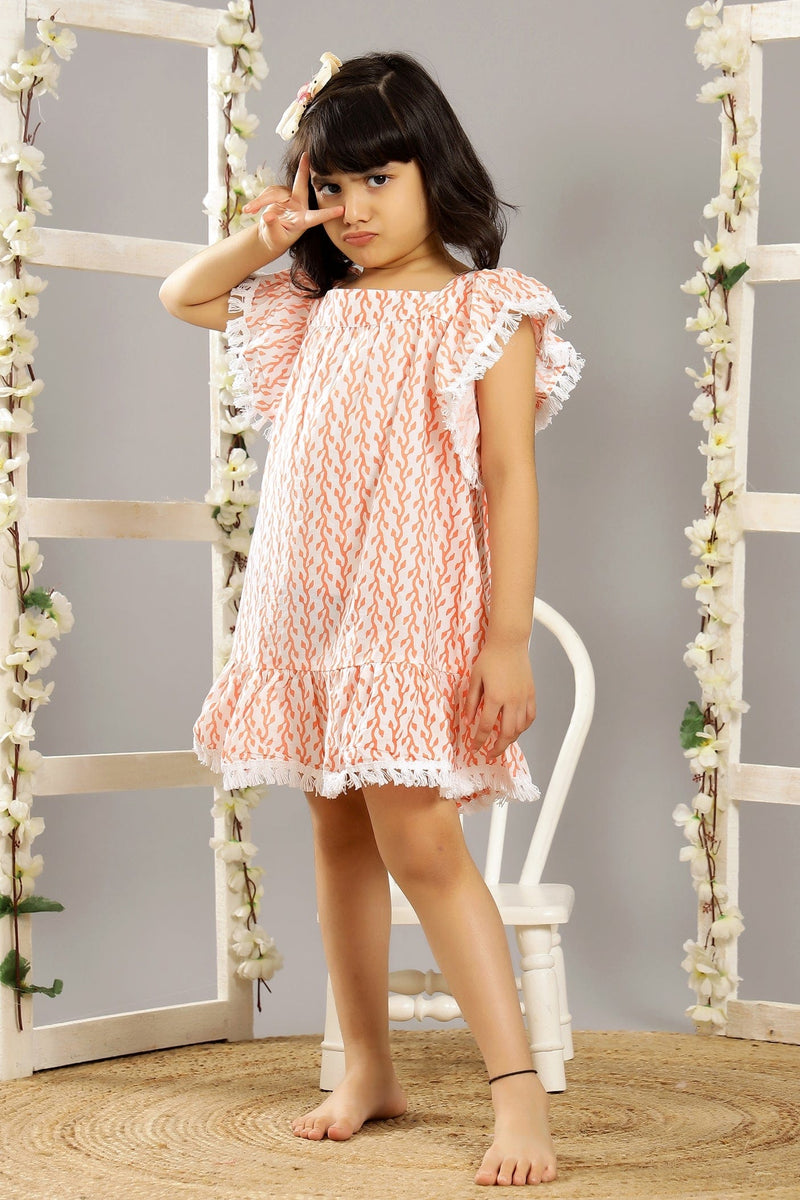 PEACH VINE FROCK WITH BOW