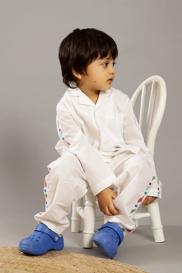 Milky White Dino Unisex Co-ord set