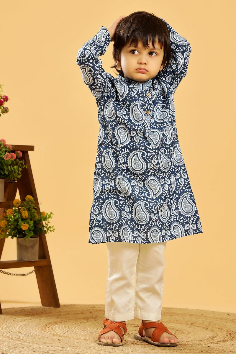 BLUE PAISLEY LONG KURTA