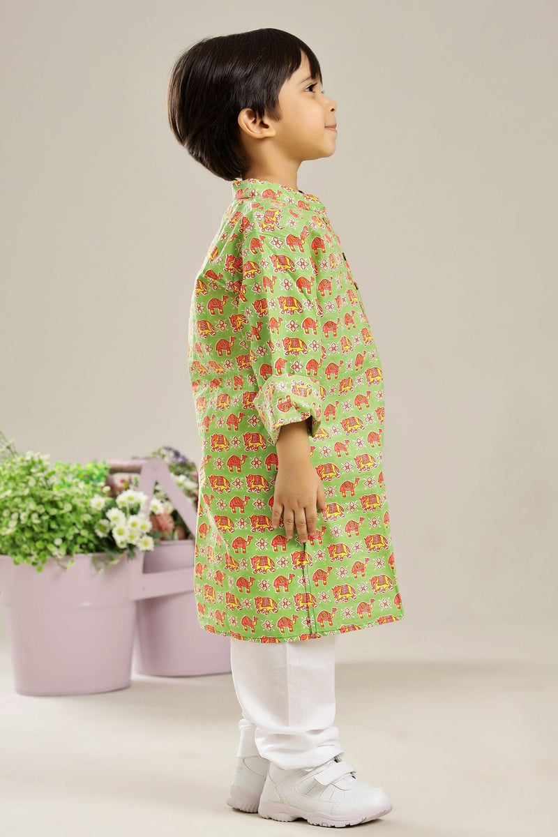 GREEN ETHNIC CAMEL ELEPHANT LONG KURTA