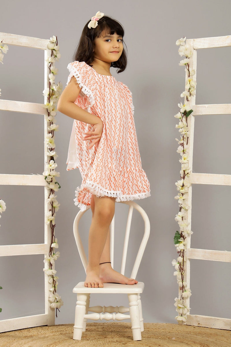 PEACH VINE FROCK WITH BOW