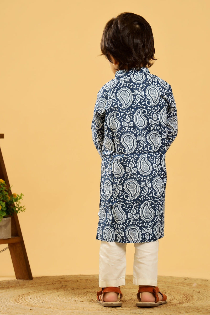 BLUE PAISLEY LONG KURTA