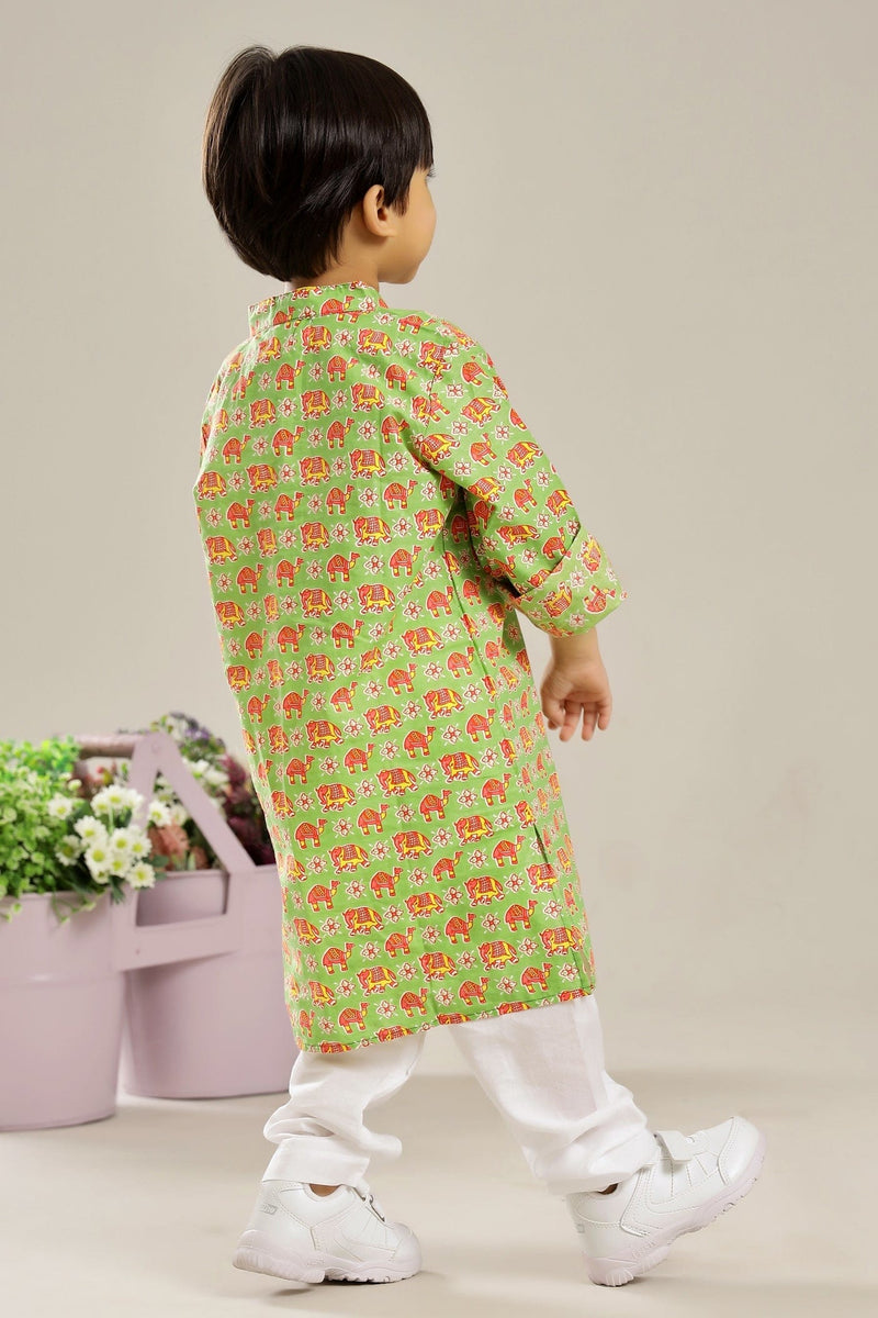 GREEN ETHNIC CAMEL ELEPHANT LONG KURTA