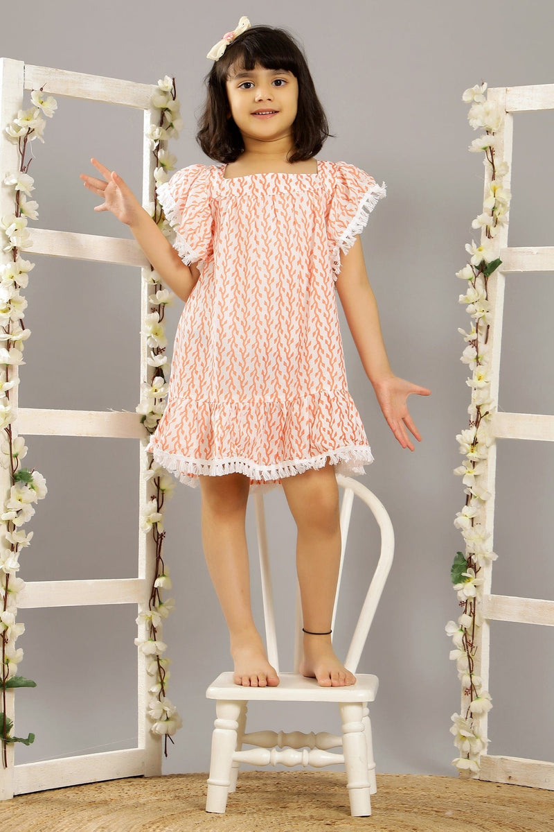 PEACH VINE FROCK WITH BOW