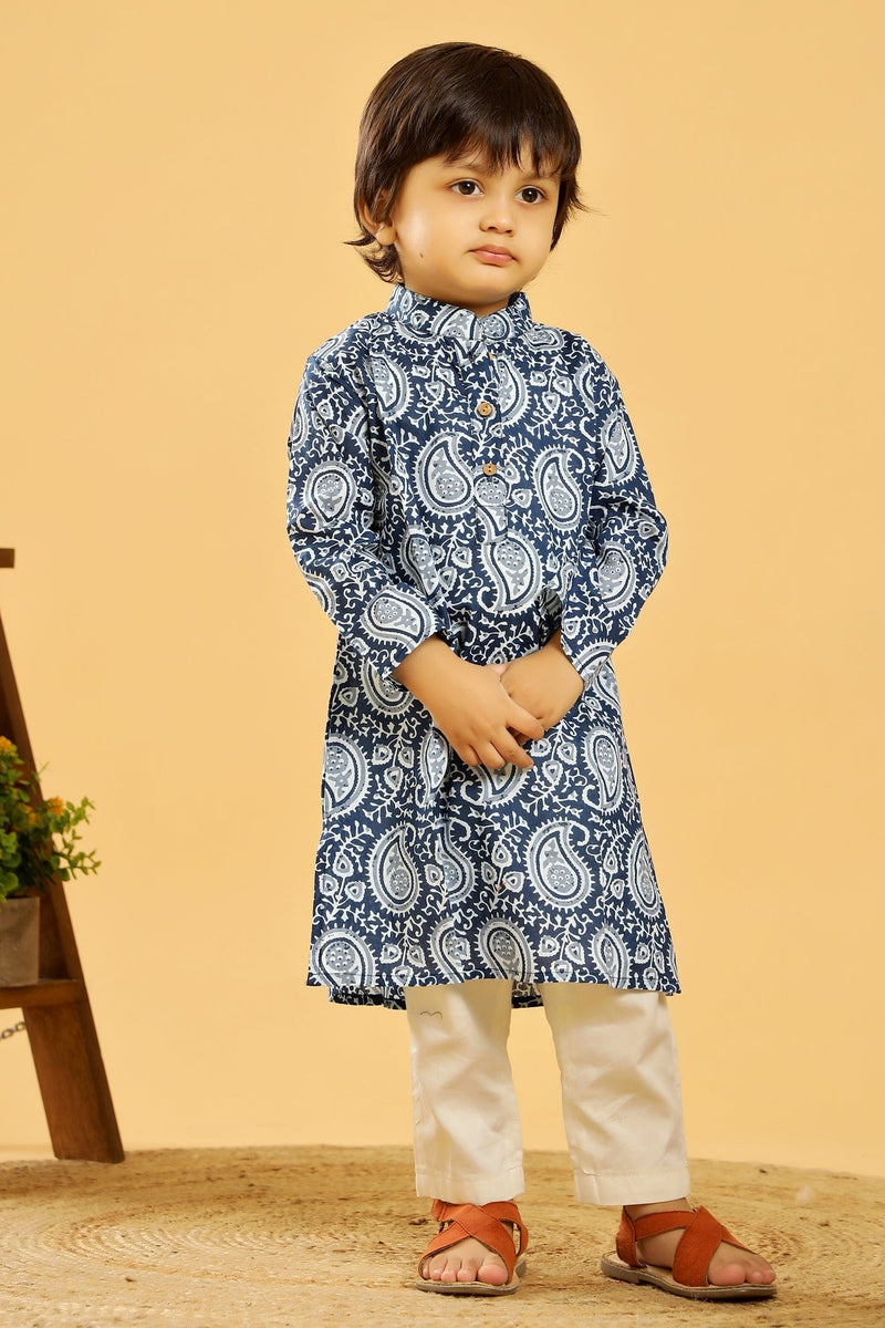 BLUE PAISLEY LONG KURTA