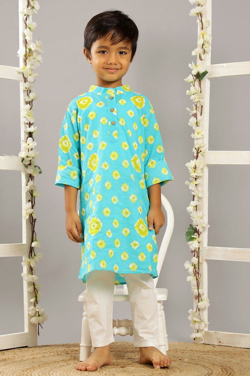 SEA GREEN BANDHEJ LONG KURTA