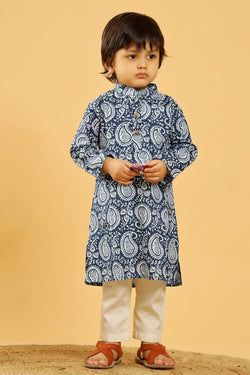 BLUE PAISLEY LONG KURTA