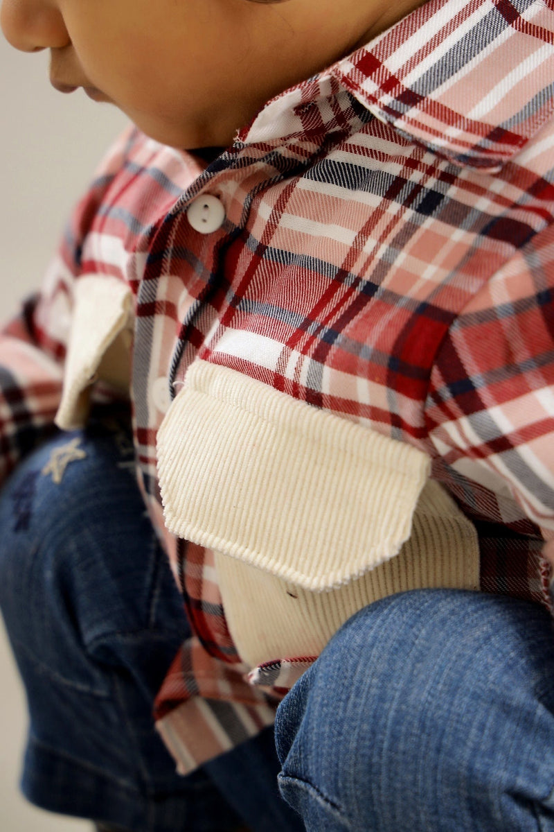 MAROON CHECKED COTTON FULL SLEEVES SHIRT