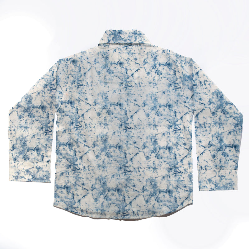 Blue and white Shibori print Kids Wear full sleeves cotton shirt