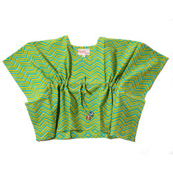 GREEN PUNCH ZIG-ZAG KAFTAN TOP