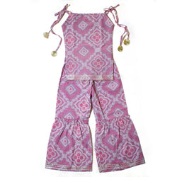 PURPLE BANDHEJ KURTI SHARARA