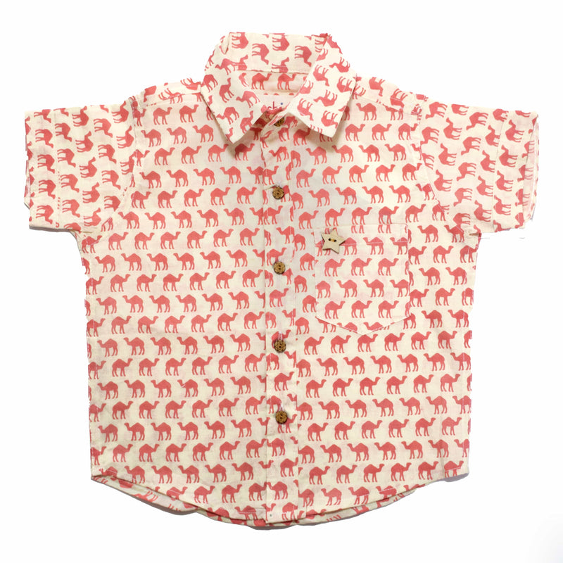 PINK CAMEL MODERN KIDS WEAR HALF SLEEVES COTTON SHIRT