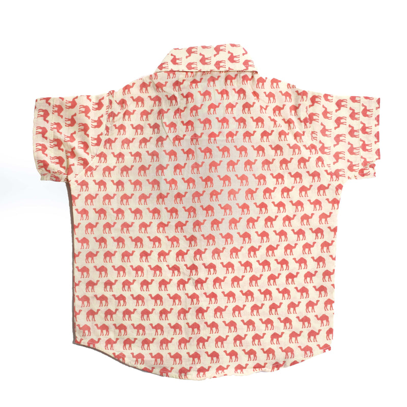 PINK CAMEL MODERN KIDS WEAR HALF SLEEVES COTTON SHIRT