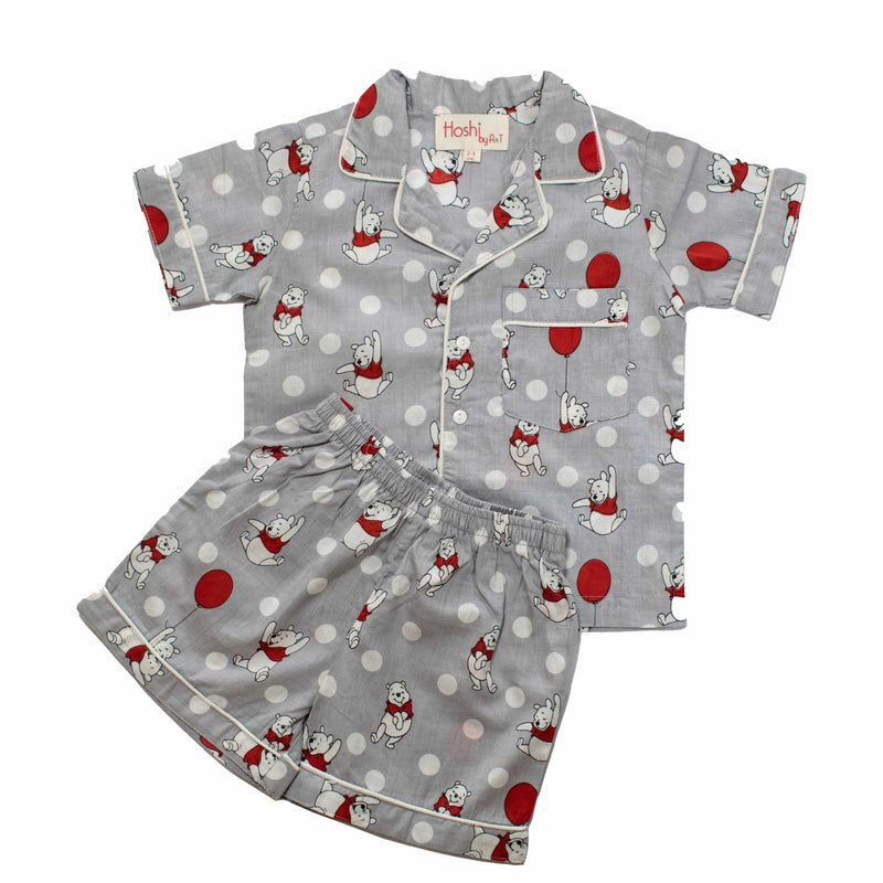 Pooh print Kids Modern night suit with shorts 100%Cotton