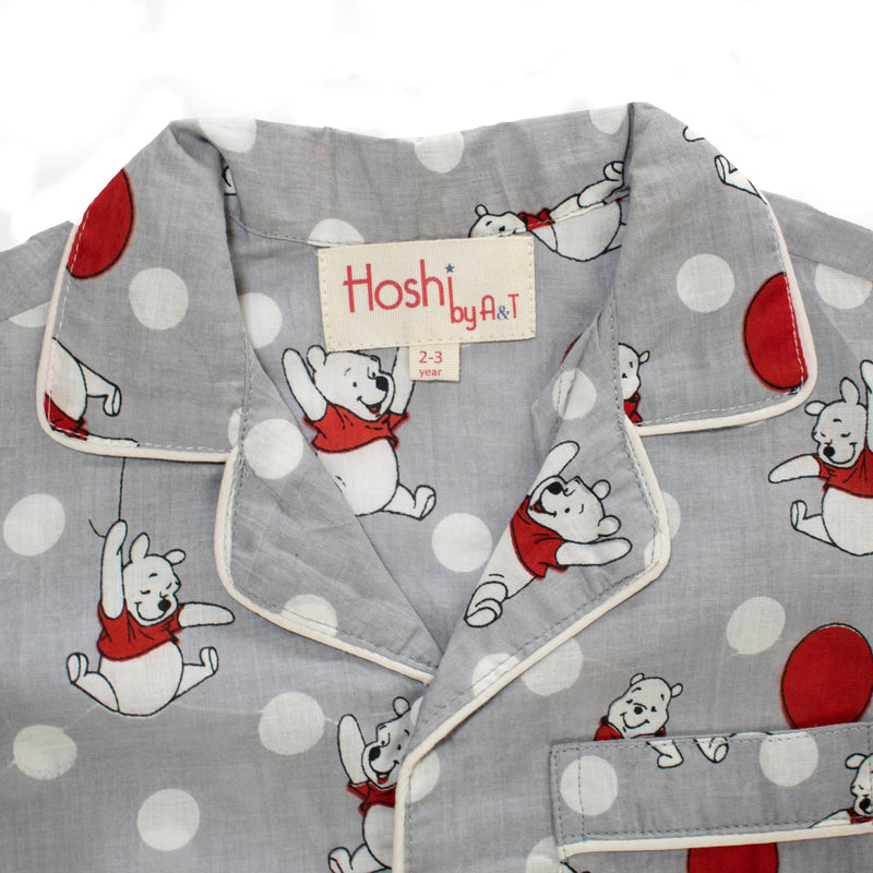 Pooh print Kids Modern night suit with shorts 100%Cotton