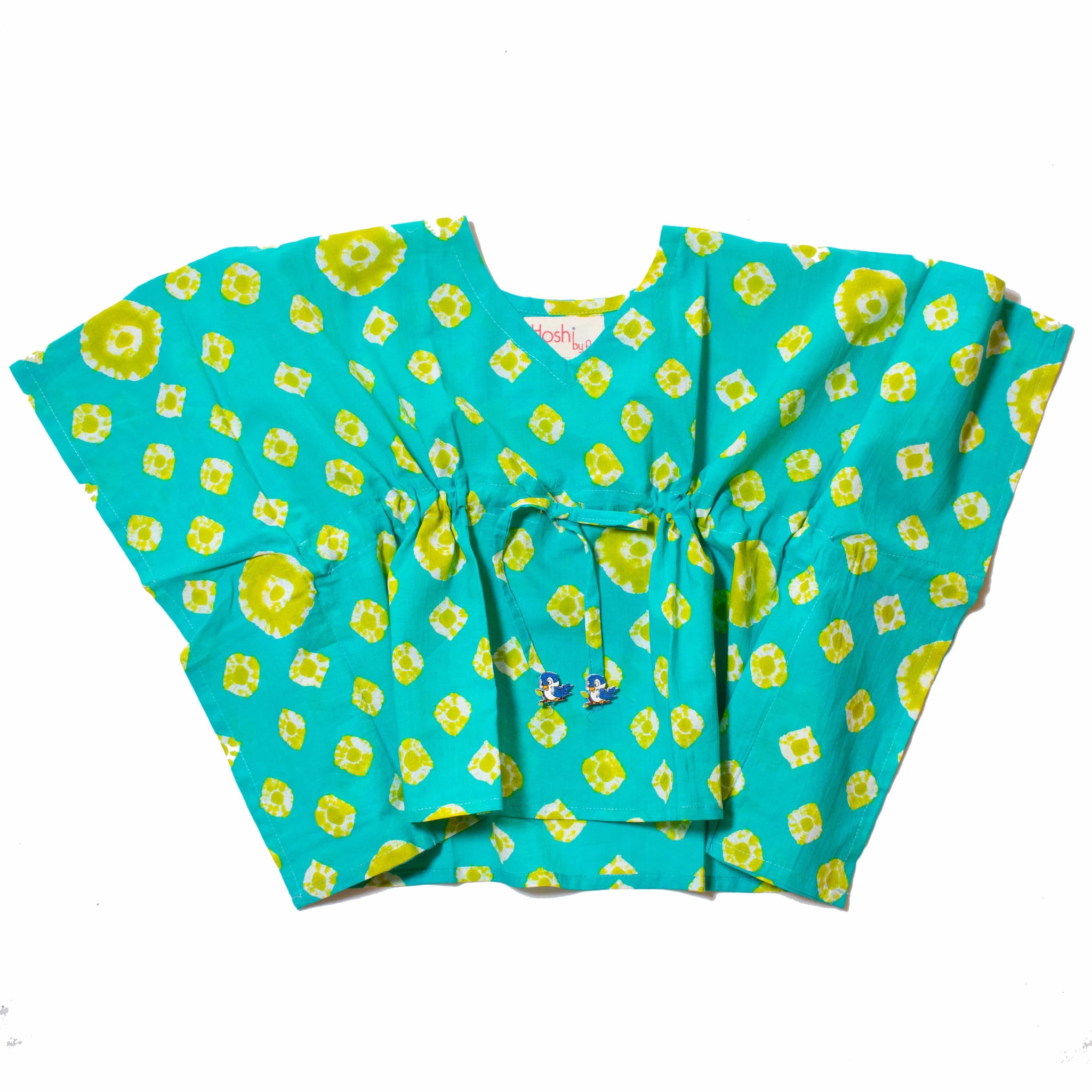 Sea green bandhej kaftan top