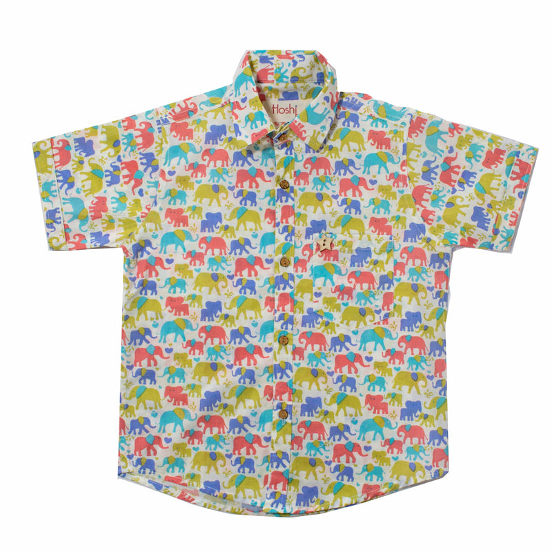 Colorful elephant half sleeves shirt