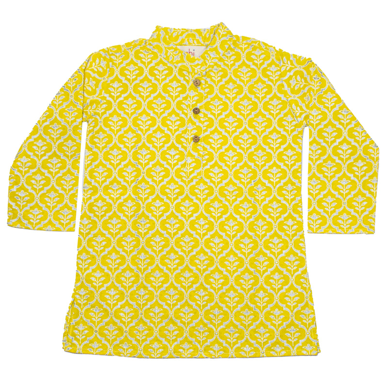 Yellow silver long kurta